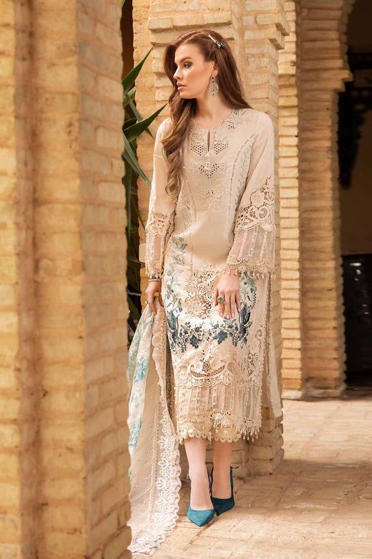 Maria B 3 inspired Piece Embroidered Dobby Lawn Suit | DS-2414-B